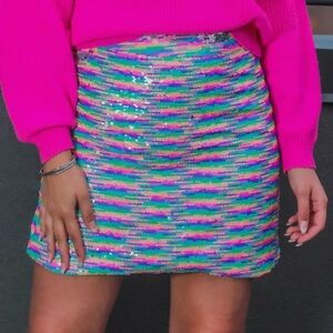 Jess Lea Vibrant Sequin Mini Skirt - Multicolor New